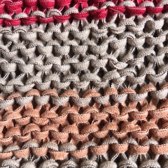 Free People Desert Moon Sweater Open Knit Red Stripe Cotton XS Fishermancore - Picture 11 of 15